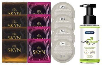 Комплект: Пролонгатор Super Orgasm Stop Гель (150 мл) + 8 шт. SKYN + 4 шт 𝐎𝐍𝐄 𝐏𝐥𝐞𝐚𝐬𝐮𝐫𝐞 𝐃𝐨𝐦𝐞 SOS10777 фото