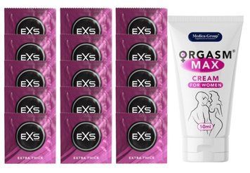 Комплект EXS Extra Thick 15 шт + Orgasm Max Cream for Women SOS14703 фото