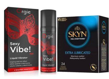 SKYN Extra Lube &ndash; 24 шт и Жидкий ORGIE SEXY VIBE HOT, 15 мл + согревающий эффект SOS814 фото
