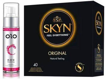 Комплект SKYN Original 40шт - Лубрикант зігріваючий OLO 60 мл SOS3297 фото