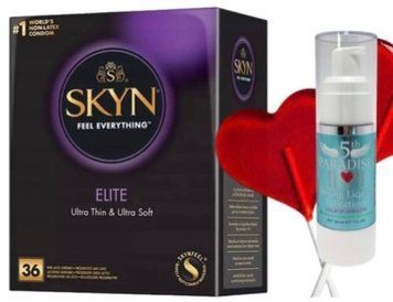 Набір з SKYN Elite 36 шт + Рідкий вібратор 5th Paradise Liquid Vibrator &mdash; Льодяник (30 мл)  SOS10249 фото