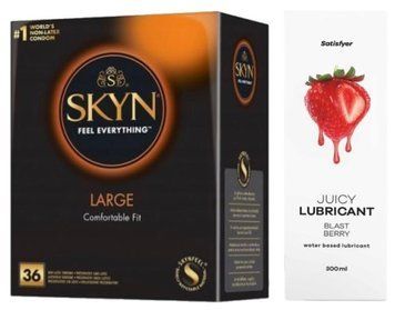 Комплект Лубрикант Satisfyer Juicy Blast Berry 300 мл + SKYN Large 36 шт SOS12909 фото