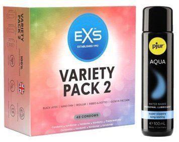 Набор EXS Variety pack 2 (48 шт) + pjur Aqua 100 мл SOS13405 фото