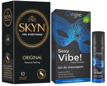 Набір з SKYN Original (10 шт) + Рідкий вібратор Orgie Sexy Vibe (15 мл)  SOS9903 фото