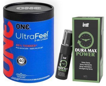 Набор из ONE UltraFeel 2-in-1 Pack 40 шт + Пролонгатор Intt Dura Max Power (12 мл) SOS9099 фото