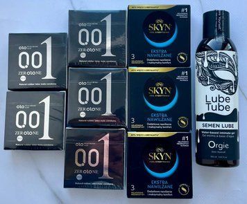 Набор 24 шт OLO Feeling Ultrathin 001 + Skyn ​​Extra Lube + Лубрикант SEMEN LUBE 150 мл Orgie SOS3789 фото