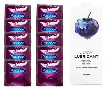 Комплект Pasante TRIM 10шт. + Лубрикант Satisfyer Juicy Lubricant Breezy Berry 300 мл SOS11702 фото