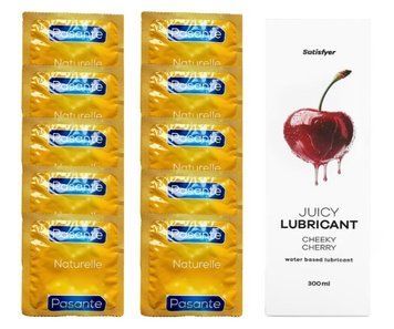 Набор Pasante Naturelle 10 шт. + Лубрикант Satisfyer Cheeky Cherry (300 мл) SOS12051 фото