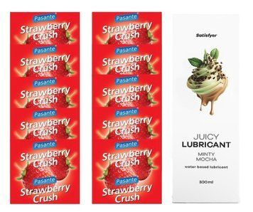 Комплект Pasante Strawberry 10шт. + Лубрикант Satisfyer Juicy Lubricant Minty Mocha 300 мл SOS11652 фото