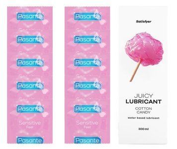 Комплект Pasante extra sensitive 10 шт. + Лубрикант Satisfyer Cotton Candy SOS11511 фото
