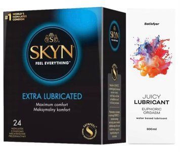 Комплект Лубрикант Satisfyer Juicy Lubricant Euphoric Orgasm 300 мл + SKYN Extra Lube 24 шт SOS12653 фото