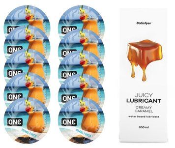 Набір ONE Island Punch 10 шт. + Лубрикант Satisfyer Creamy Caramel 300 мл SOS12401 фото
