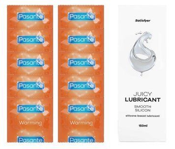 Комплект Pasante Warming 10шт. + Лубрикант Satisfyer Juicy Lubricant Smooth Silicon 150 мл SOS11602 фото