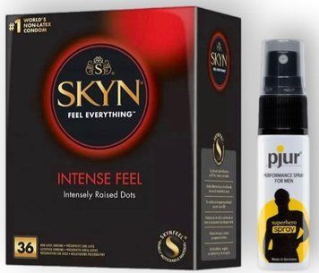 Набір з SKYN Intense Feel (36 шт) + Пролонгатор pjur Superhero Spray (20 мл) SOS8982 фото