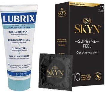 Набор из Лубрикант на водной основе Lubrix (100 мл) + Skyn ​​Supreme Feel 10 шт SOS8789 фото