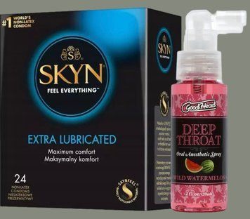 Набір SKYN Extra Lube 24 шт + Спрей Doc Johnson GoodHead Deep Throat Spray Watermelon 59 мл SOS5844 фото