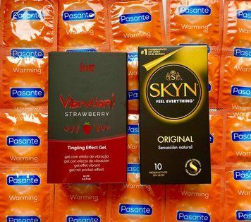 Набір 22 шт SKYN Original - Pasante Warming + Рідкий вібратор Intt Vibration Strawberry (15 мл) SOS1587 фото