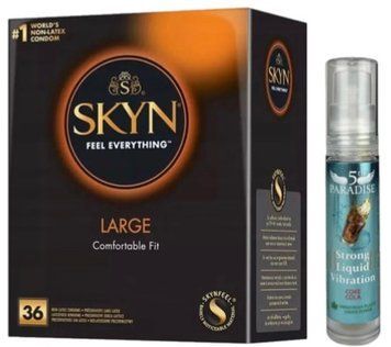 Набір з SKYN Large (36 шт) + Рідкий вібратор 5th Paradise Liquid Vibrator &mdash; Кола (10 мл) SOS9953 фото