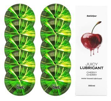 Комплект One Glowing 10 шт. + Лубрикант Satisfyer Juicy Lubricant Cheeky Cherry (300 мл) SOS12201 фото