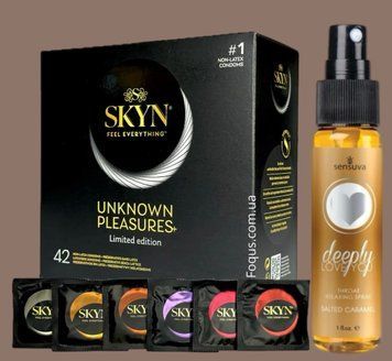Набір SKYN Pleasures, 42 шт-6 видів + Спрей   Sensuva Deeply Love You Salted Caramel (29 мл) SOS5143 фото