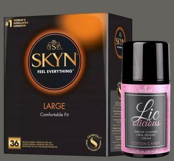 Комплект SKYN Large, 36 шт + Гель  Sensuva - Lic-o-licious Cotton Candy (50 мл) SOS5408 фото