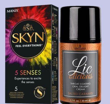 Комплект SKYN 5 Senses + Гель Sensuva - Lic-o-licious Salted Caramel (50 мл) SOS5453 фото