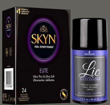 Набор SKYN Elite, 24 шт + Гель Sensuva - Lic-o-licious Blueberry Muffin (50 мл) SOS5358 фото