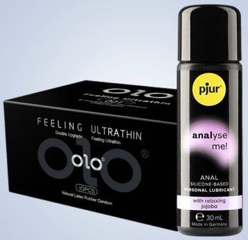 Набор OLO &ndash; ультратонкие -001 (10 штук) + Лубрикант pjur analyse me! Relaxing jojoba silicone 30 мл SOS4586 фото