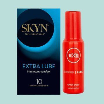 Комплект Skyn Extra Lube 10 шт + Лубрикант EXS Strawberry Lube 100 мл (Water Based) SOS4463 фото