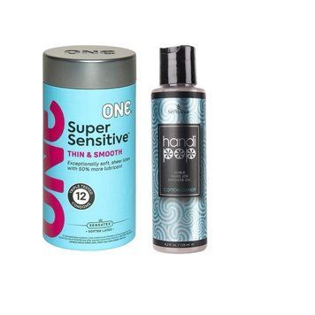 ONE Super Sensitive Pack 12 шт. +  гель  Sensuva &mdash; Handipop Cotton Candy (125 мл) SOS6506 фото