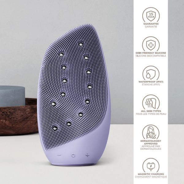 Щетка для очищения лица GESKE Sonic Thermo Facial Brush & Face-Lifter 8 в 1 фиолетовая HB0090 фото