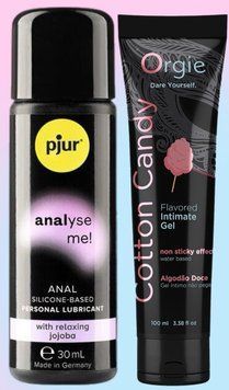 Набор лубрикантов pjur analyse me! Relaxing jojoba silicone 30 мл + LUBE TUBE сахарная вата, 100 мл ORGIE LB599 фото