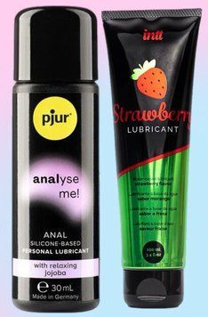 Набор лубрикантов pjur analyse me! Relaxing jojoba silicone 30 мл + Intt Strawberry (100 мл) LB574 фото
