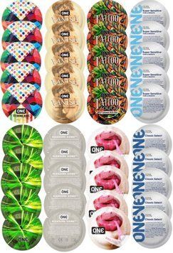Набір з 40 шт ONE Ribs + ONE Vanish + ONE Tattoo + ONE Sensitive + ONE Glowing + ONE Dome + ONE Bubblegum + ONE Classic SOS8308 фото