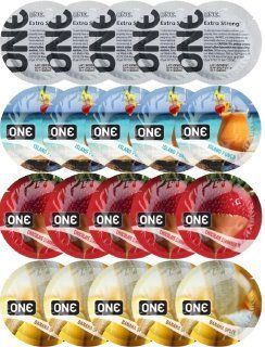 Набор с 20 шт ONE Extra strong + ONE Island Punch + ONE Chocolate Strawberry + ONE Banana Split SOS8208 фото