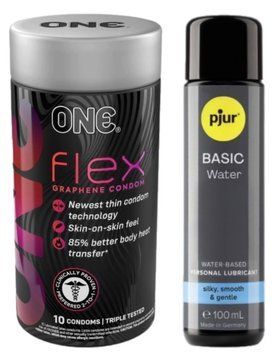 Комплект ONE Flex Graphene 10 штук + Pjur Basic Waterbased 100 мл SOS12957 фото