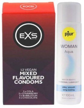 Набор EXS Mixed Flavoured (12 шт) + pjur Woman Aqua 100 мл SOS13456 фото