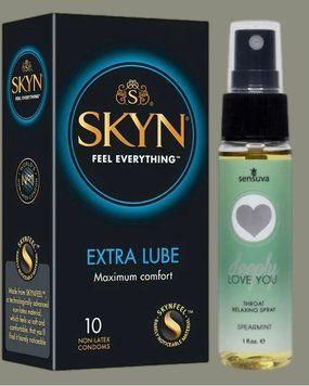 Набір Skyn Extra Lube 10 штук + Спрей Sensuva Deeply Love You Spearmint (29 мл) SOS5209 фото
