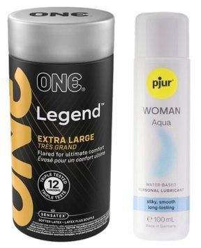 Набір ONE Legend Extra Large 12 шт + Pjur Woman Aqua 100 мл SOS13107 фото