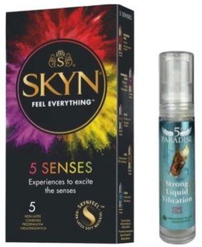 Набір з SKYN 5 Senses + Рідкий вібратор кола 10 мл 5th Paradise SOS9644 фото