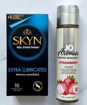 Комплект 10 шт Skyn Exstra Lube + System JO Aromatix Strawberry 120 мл SOS1638 фото