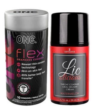 Комплект Набір 10 штук ONE Flex графен + Гель Sensuva Lic-o-licious Watermelon (50 мл) SOS6231 фото