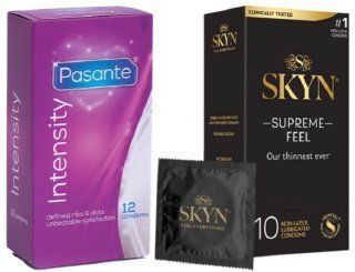 Набор с Skyn ​​Supreme Feel 10 штук + Pasante Intensity (Ribs & Dots), 12 шт SOS8081 фото