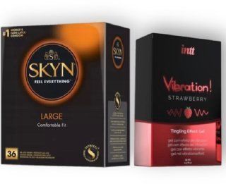 SKYN Large, 36 шт + Intt Vibration Strawberry (15 мл) SOS6869 фото