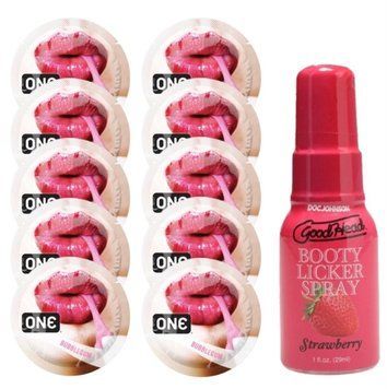 Комплект ONE Bubblegum 10 шт + Doc Johnson GoodHead Booty Licker Spray Strawberry (29 мл) SOS13898 фото