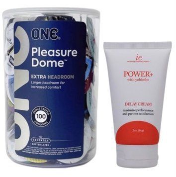 Набор из ONE Pleasure Dome, 100 шт + Пролонгатор Doc Johnson Power+ с Yohimbe Delay Cream For Men 56 г SOS9594 фото