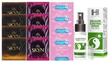 Комплект: Пролонгатор SHS Orgasm Control Spray 15 мл + 8 шт SKYN + 4 шт Pasante Sensitive SOS10922 фото