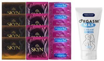 Комплект: Пролонгатор Medica-Group Orgasm Max 50 мл + 8 шт SKYN + 4 шт Pasante Regular SOS10971 фото