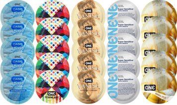 Набір з 25 шт ONE Oasis Silk + ONE Ribs + ONE Vanish + ONE Sensitive + ONE Banana SOS8358 фото