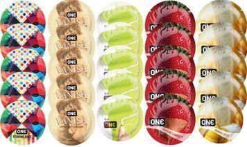 Набор с 25 шт One Extreme ribs + ONE 𝐕𝐀𝐍𝐈𝐒𝐇 + ONE Color Sensations + ONE Chocolate Strawberry + ONE Banana Split SOS8258 фото